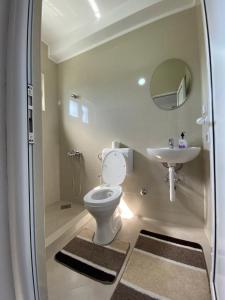 a small bathroom with a toilet and a sink at Gjoni Apartments in Ulcinj +34 photos