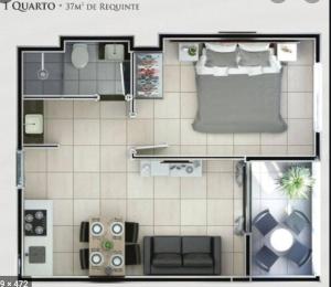 a floor plan of a small apartment at Salinas Exclusive Resort in Salinópolis