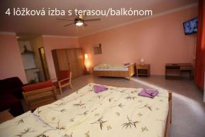 1 dormitorio con 1 cama grande en una habitación en Európa Penzión, en Štúrovo