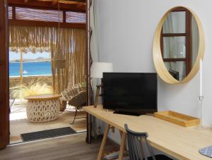 TV a/nebo společenská místnost v ubytování Syros Wellness Luxury Suites