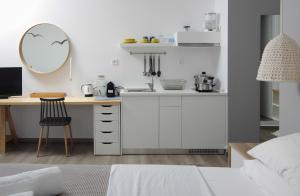 Virtuve vai virtuves zona naktsmītnē Syros Wellness Luxury Suites