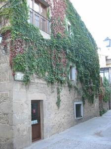 a building with ivy growing on the side of it at Casa Rural Corvina in Acebo
