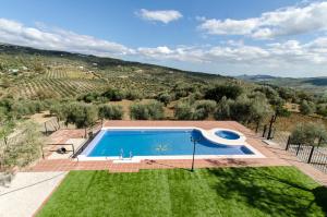 an overhead view of a swimming pool in a yard at Cortijo Cabrilla in Periana