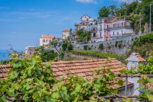 a group of buildings on a hill with roofs at Albergo Diffuso Bacco Furore in Furore