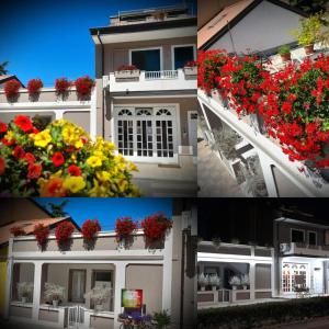 a group of four pictures of a building with flowers at Albergo B&B Ristorante Grace in Vibo Valentia