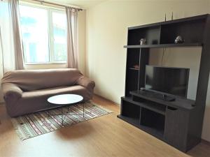 un soggiorno con divano e TV a schermo piatto di Apartment Relax Lozenets a Lozenets
