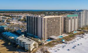 an aerial view of a large building with a beach at SunDestin Resort Unit 0814 in Destin