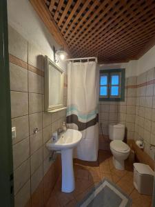 a bathroom with a sink and a toilet at Patmos Villas in Grikos