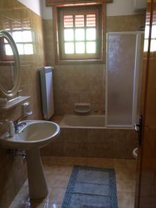a bathroom with a sink and a shower and a tub at La Villetta al Mare in Porto Cesareo +35 photos