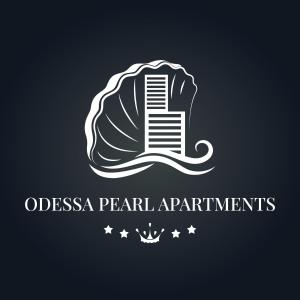 un logotipo para una organización perl con un libro en Odesa Pearl Apartments en Odesa