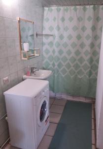 bagno con lavatrice e lavandino di Ципель 1 a Szack
