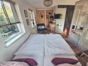 um quarto com 2 camas e uma janela em B&B Duinbrink em Den Helder