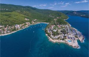 une vue aérienne sur une petite île dans l'eau dans l'établissement Apartment Stella, à Labin