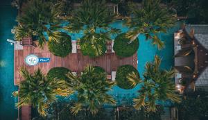 una vista aérea de una piscina con palmeras en Burasari Phuket Resort & Spa en Patong Beach