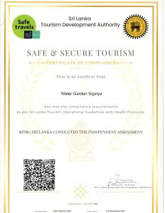 una carta de rechazo de la autoridad estatal de desarrollo del turismo para un certificado de turismo de reasentamiento en Water Garden Sigiriya en Sigiriya