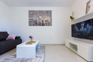 TV a/nebo společenská místnost v ubytování Petra modern apartment with free parking and BBQ
