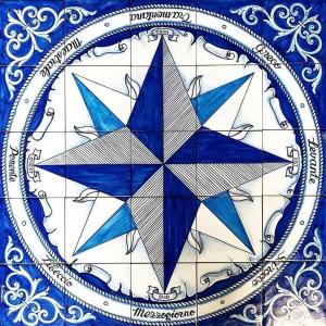 a blue and white plate with a star on it at Punta Sallustro Lipari in Lipari