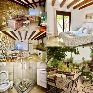 un collage de fotos de un dormitorio y una sala de estar en Punta Paloma en Tarifa