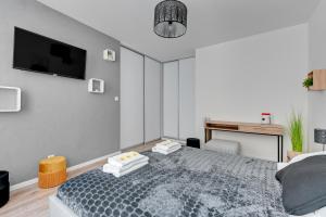 Televízia a/alebo spoločenská miestnosť v ubytovaní Apartament Wilcza Gdańsk TriApart