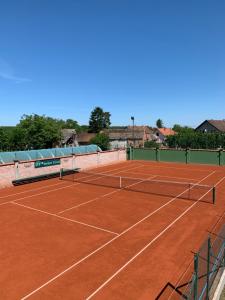 een tennisbaan met een net erop bij Bungalovi Blagojević in Morović