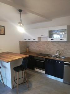 Kuchyň nebo kuchyňský kout v ubytování Apartman Laus