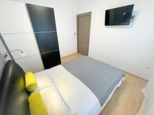 Televízia a/alebo spoločenská miestnosť v ubytovaní Apartmani Oaza