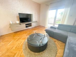 Televízia a/alebo spoločenská miestnosť v ubytovaní Apartmani Oaza