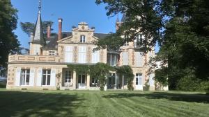 Château de Maucouvent في نيفير: قصر قديم مع ساحة عشبية كبيرة