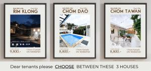 un conjunto de cuatro carteles para una casa en Ban Rub Lom Pool Villa, en Rayong