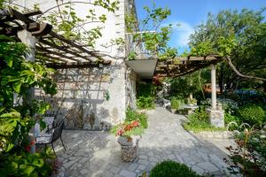a garden with a pergola and some plants at Apartments Milić in Mlini +11 photos