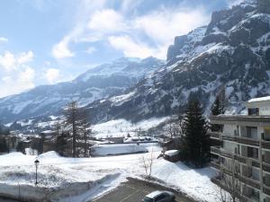 a view of a mountain with snow on the ground at Apartment Orion by Interhome in Leukerbad