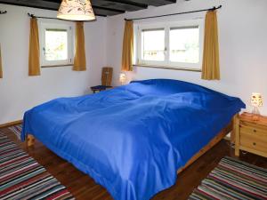 Bischofsreut的住宿－Holiday Home Kaiserhäusl by Interhome，卧室设有一张蓝色的床,设有两个窗户