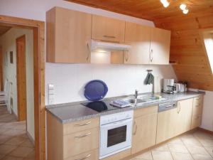 eine Küche mit einer Spüle und einem Herd Top-Backofen in der Unterkunft Apartment Biohof Herrenweg-3 by Interhome in Dreimühlen