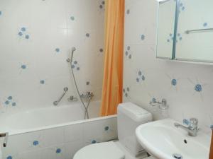 een badkamer met toilet, wastafel en douche bij Apartment Centaure A RS 3 by Interhome in Ovronnaz +11 foto's