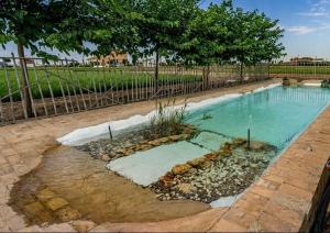 a swimming pool with blue water in a yard at Partida de la Mar in Almácera