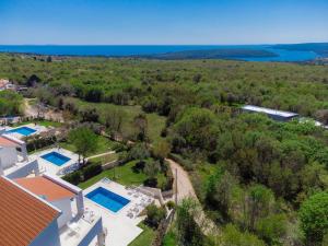 an aerial view of a house with a swimming pool at Villa Laura by Interhome in Koromačno