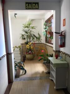 an entrance to a room with potted plants at Hotel Pousada Rolantchê in Rolante