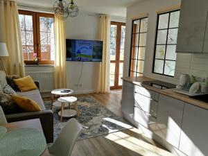 Telewizja i/lub zestaw kina domowego w obiekcie Apartament nad Łomnicą