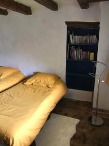 1 dormitorio con cama y estante para libros en Les Praz en Montcel