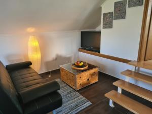 ein Wohnzimmer mit einem Sofa und einem TV in der Unterkunft Apartment Marin in Ogulin