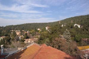 a view of a mountain with houses and trees at Aşıklar Otel By Şükrü in Buyukada