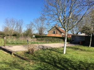 a tree in a field next to a house at Le Petit Chaumont Ecolodge in Chaumont