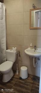ein Bad mit einem WC und einem Waschbecken in der Unterkunft Old Town Hostel Ohrid in Ohrid