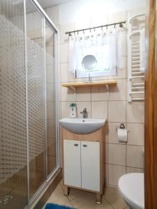 Koupelna v ubytování Siemiany Domek