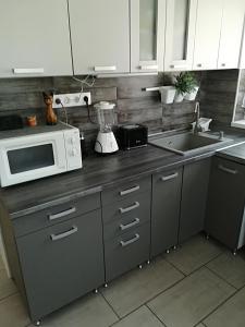 O bucătărie sau chicinetă la Vivien apartman