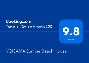 ein Screenshot einer Benachrichtigung über ein Strandhaus bei Sonnenaufgang in der Unterkunft YOISAMA Sunrise Beach House in Ishigaki-jima