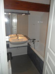 a bathroom with a sink and a bath tub at LA JOUE DU LOUP T2 AU PIED DES PISTES in La Joue du Loup
