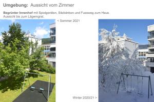 eine Collage mit zwei Bildern von einem Baum und einem Spielplatz in der Unterkunft BnB 5430 in Wettingen