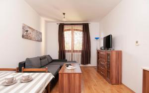 Televízia a/alebo spoločenská miestnosť v ubytovaní Apartmany Sileas