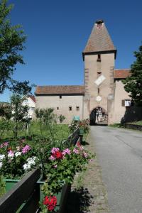 un edificio con un ramo de flores delante de él en Au Petit Paradis, en Ammerschwihr